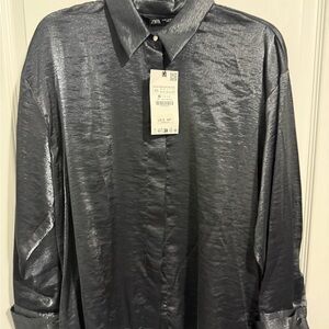 Zara Shiny Gray Collared Shirt